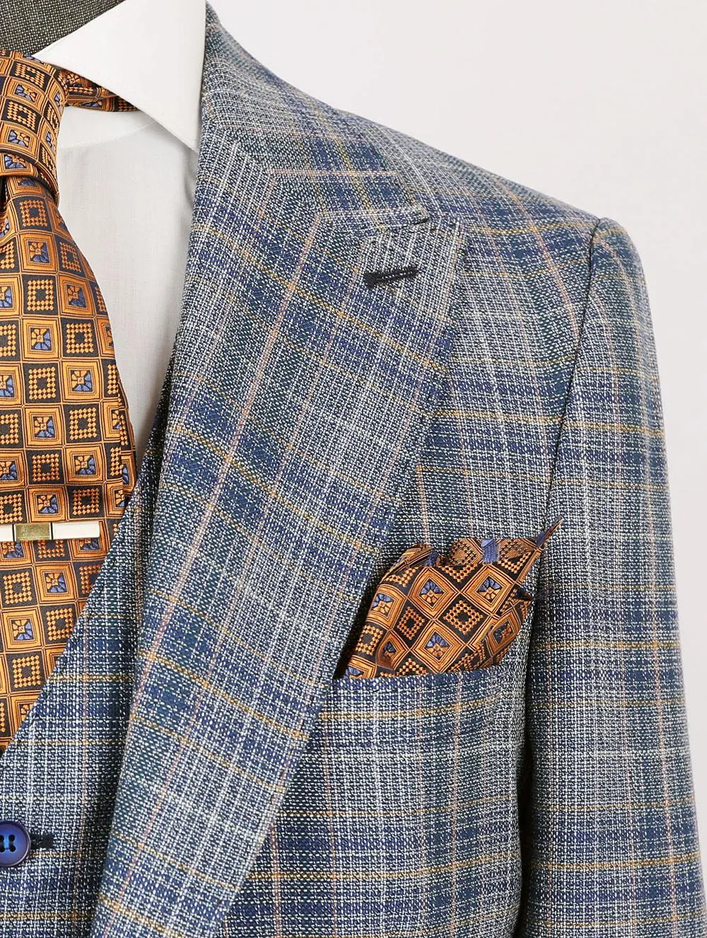 Alex Blue Set Blazer Linen Suit
