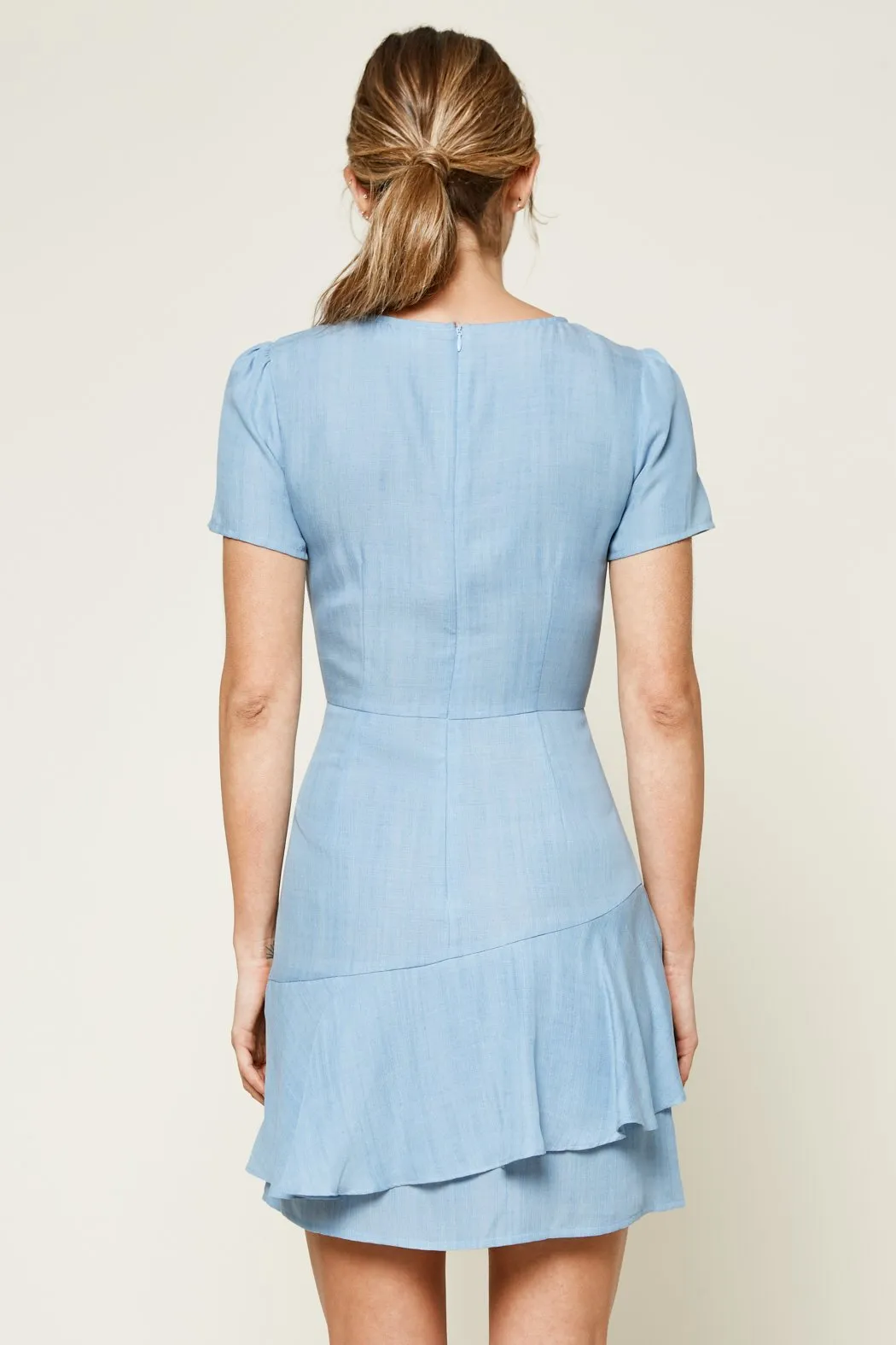 Arizona Chambray Ruffle Mini Dress