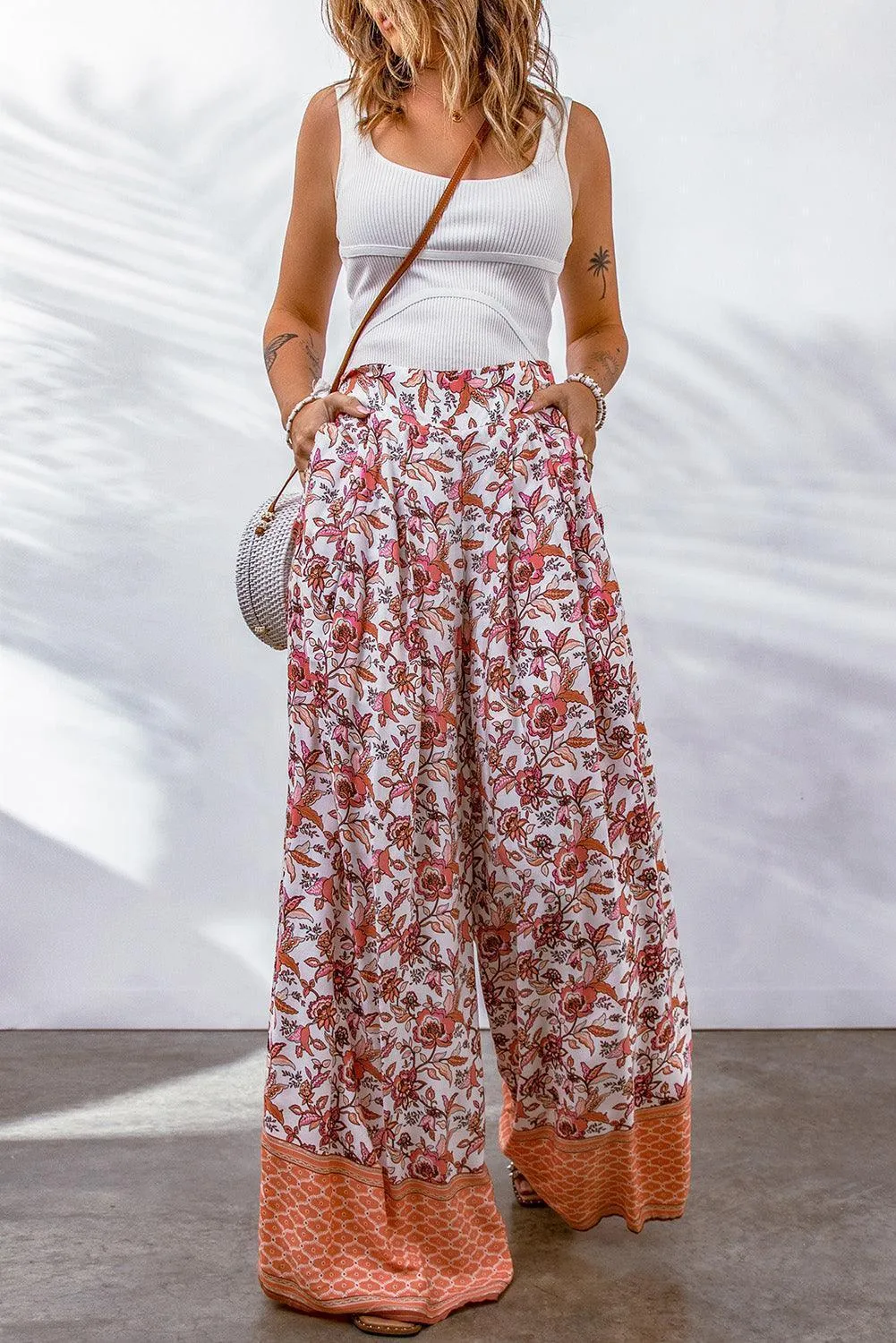 At Ease Bohemian Floral Culotte Pants