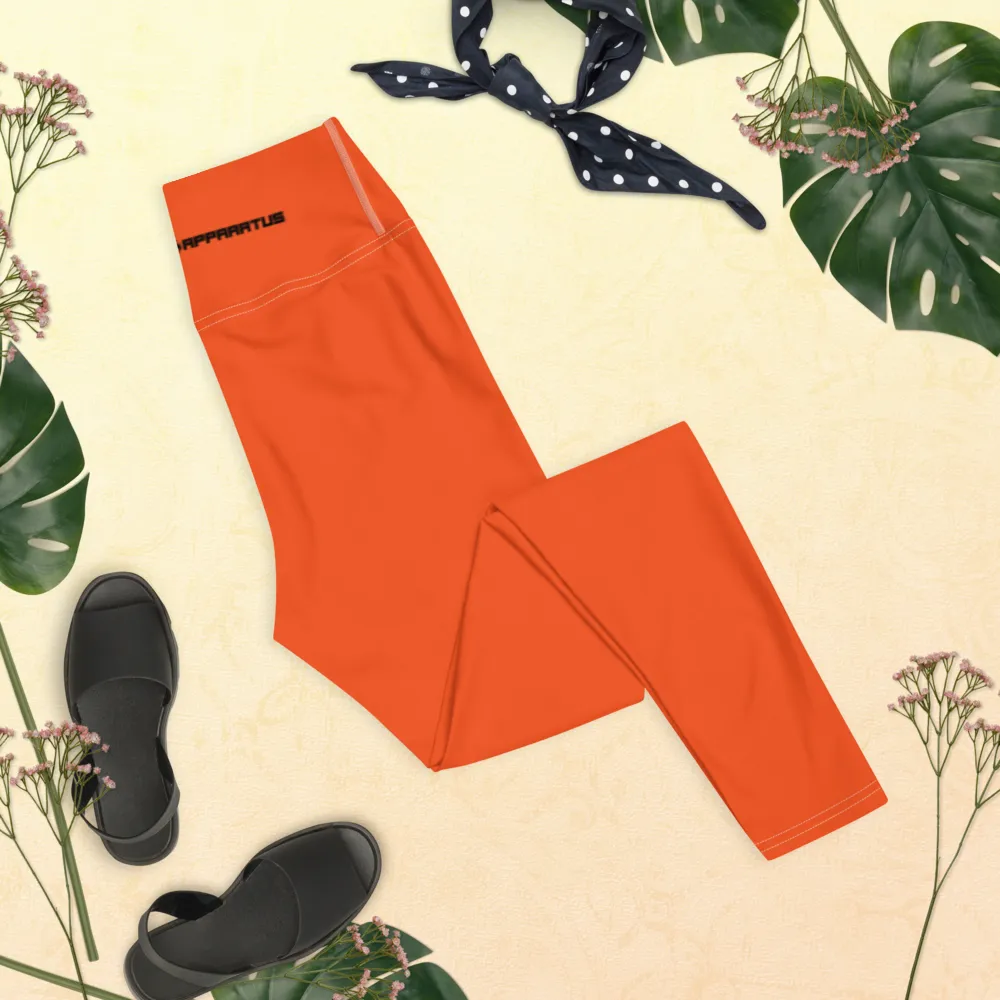 Athletic Apparatus Outrageous Orange White stitch Black logo Yoga Leggings
