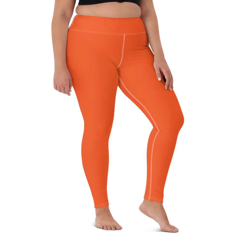 Athletic Apparatus Outrageous Orange White stitch Black logo Yoga Leggings