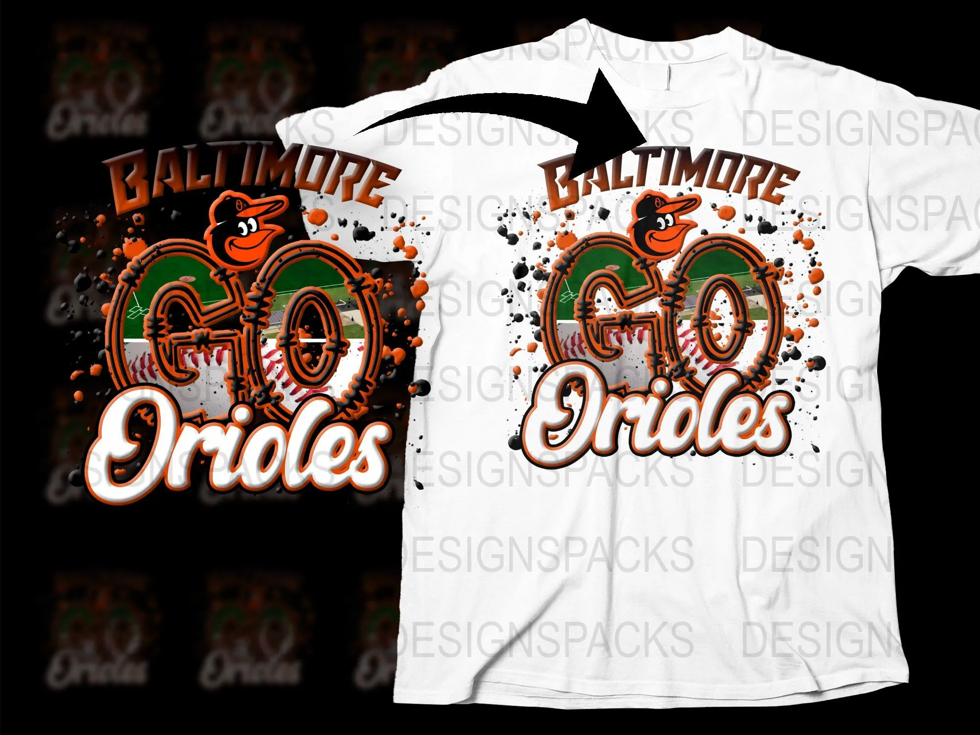 Baltimore Orioles Fan Graphic Casual Png Digital Download