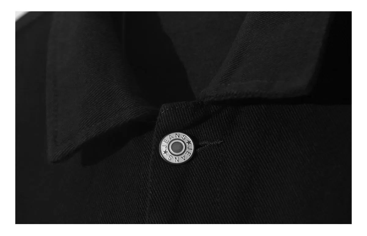 Black Loose Denim Jacket Dark Cool Yamamoto Style Tooling Salt Style Trendy Wear