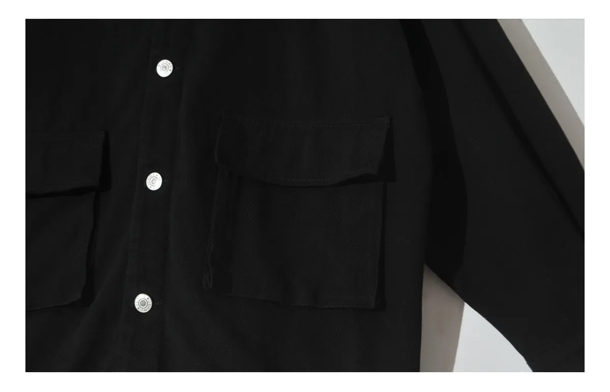 Black Loose Denim Jacket Dark Cool Yamamoto Style Tooling Salt Style Trendy Wear