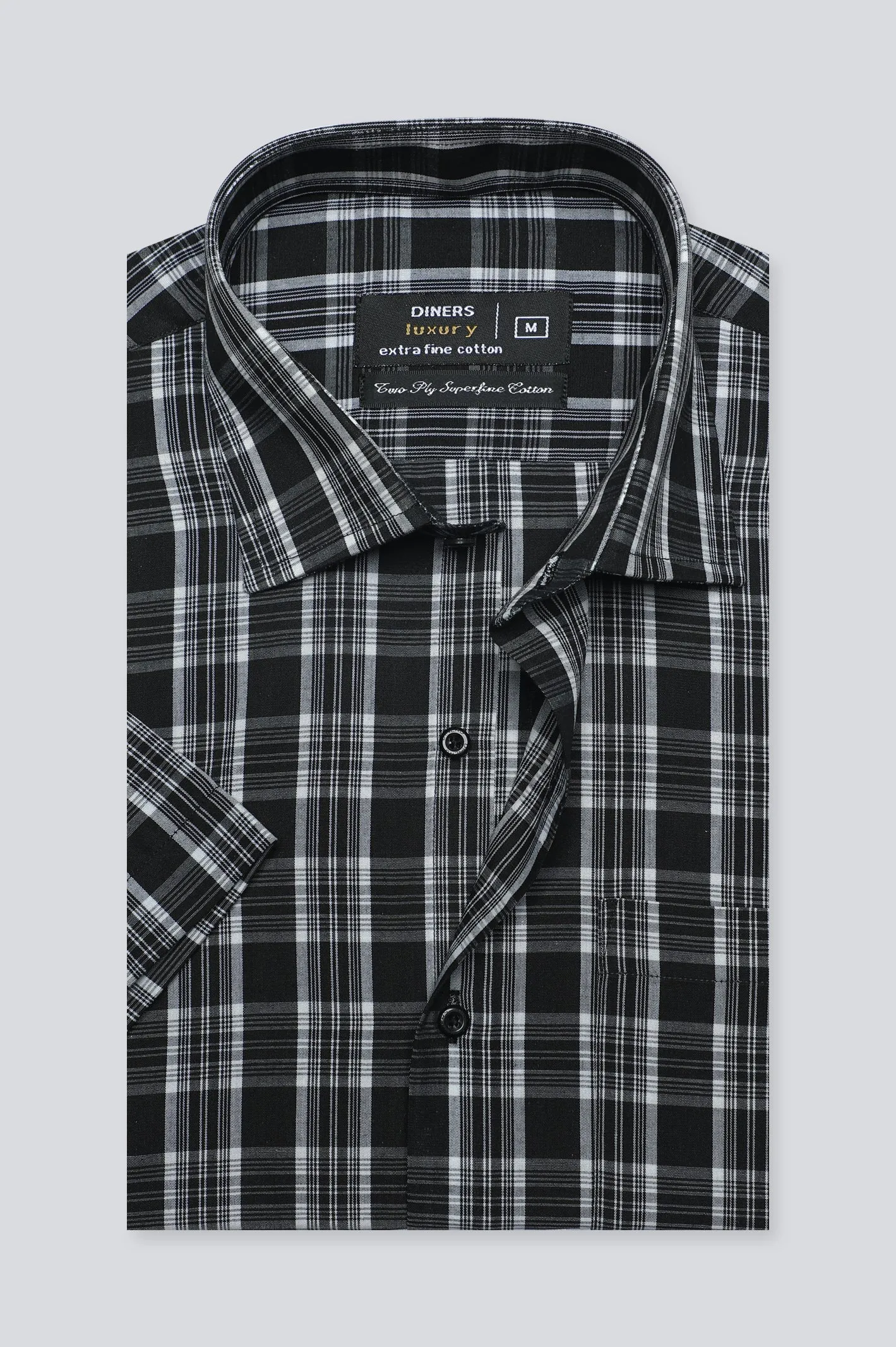 Black Tattersall Check Formal Shirt