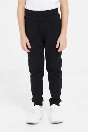 Boys Black Pique Pull On Joggers