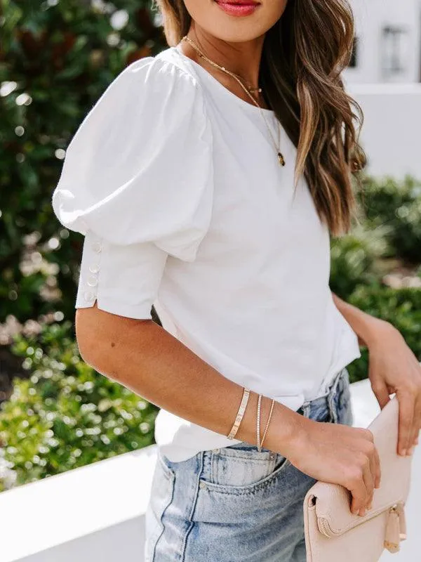 Chic Puff Sleeve Silk Blend Blouse for Women