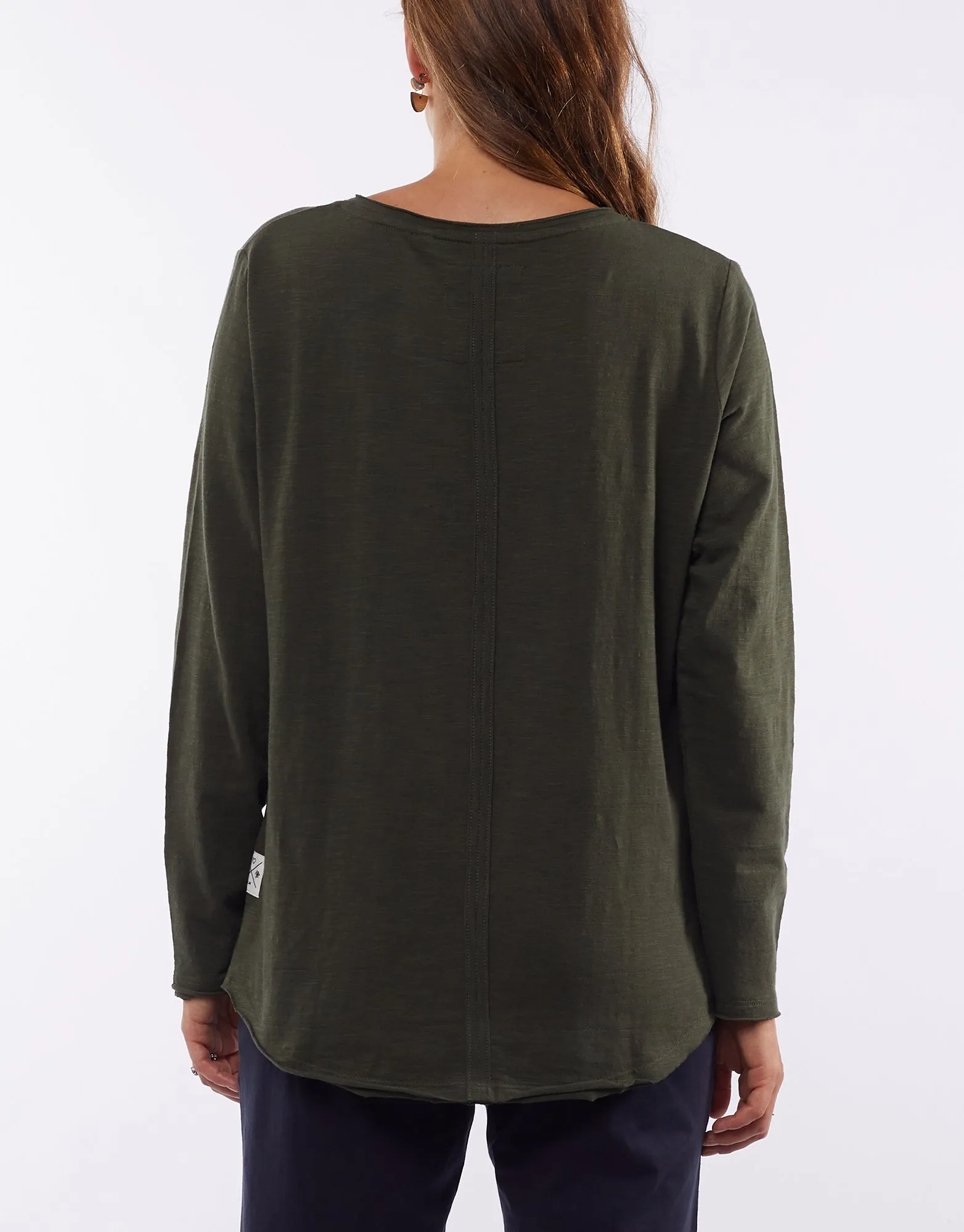 Coles Bay Henley Long Sleeve Tee - Khaki (plus size)