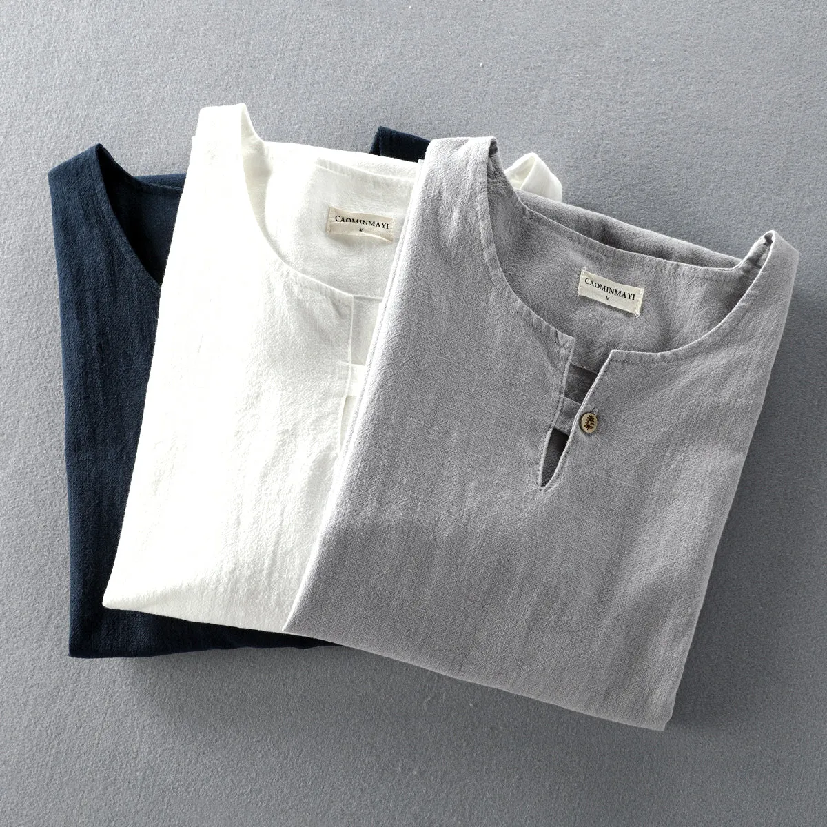 Cotton Linen Simple Patchwork Shirt