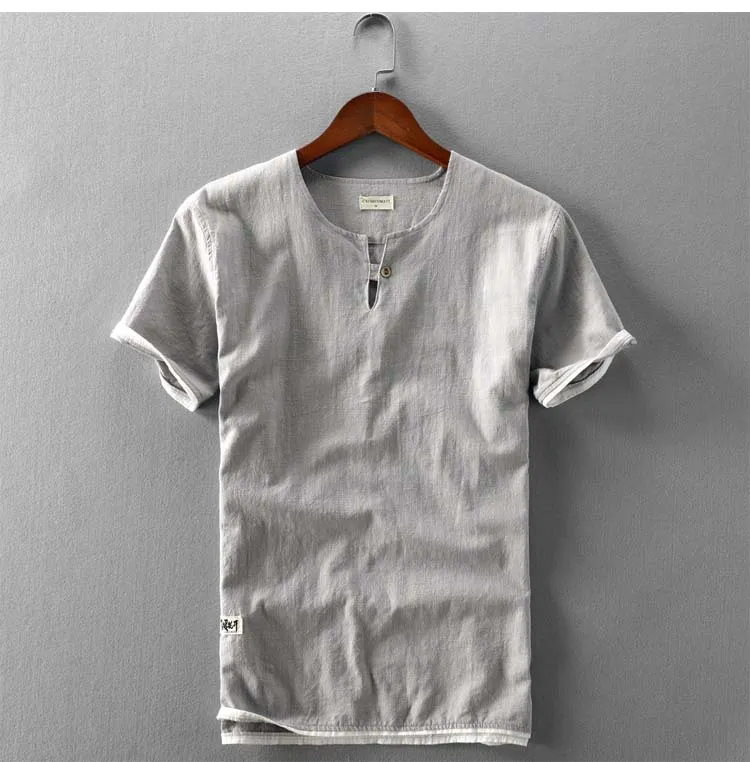 Cotton Linen Simple Patchwork Shirt