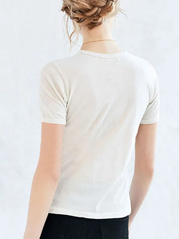 Custom Short Sleeve Round Neck Letter White T-Shirt