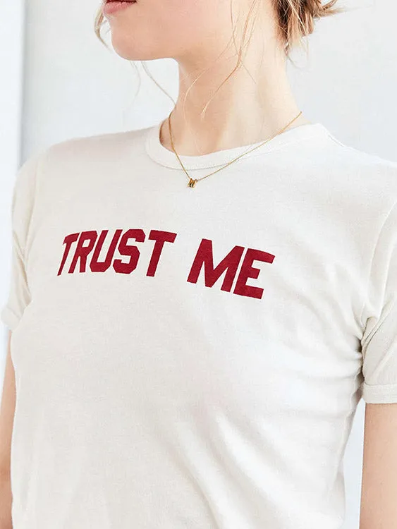 Custom Short Sleeve Round Neck Letter White T-Shirt