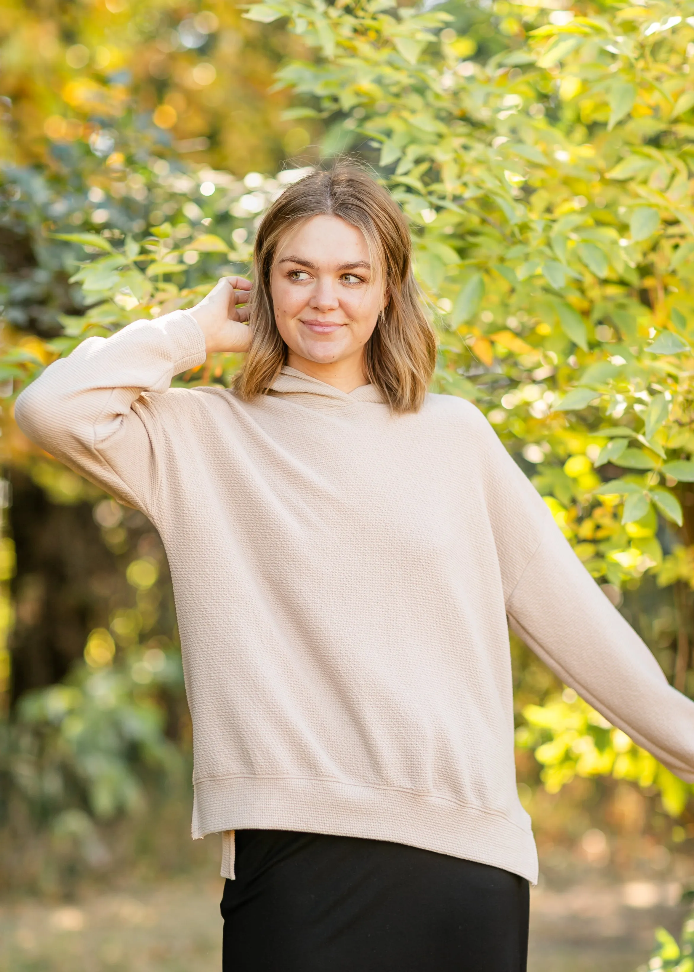 Dana Textured Knit Relaxed Fit Hoodie