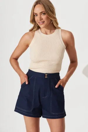 Devi Short In Navy Cotton Blend
