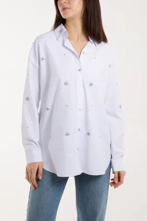Embellished Diamante Petal Shirt