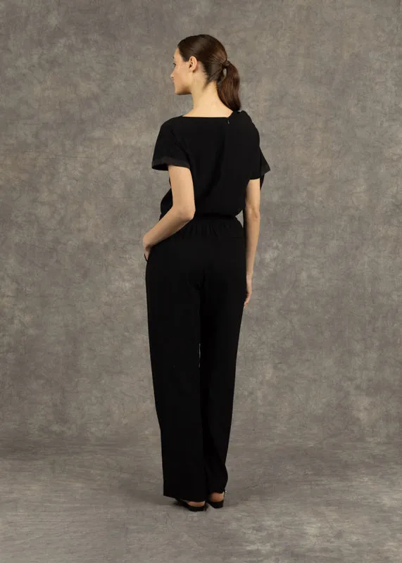 Fee G Charlie Satin Back Top In Black