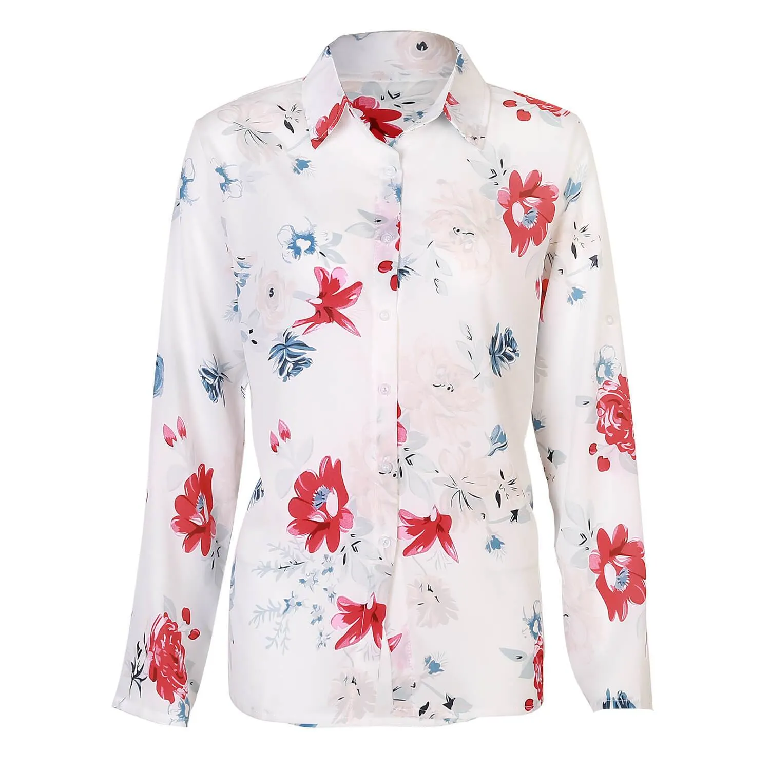 Flower Print V-neck T-shirt