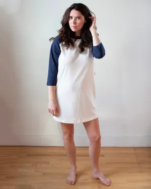 Franklin Baseball T Dress in Ivory/Navy
