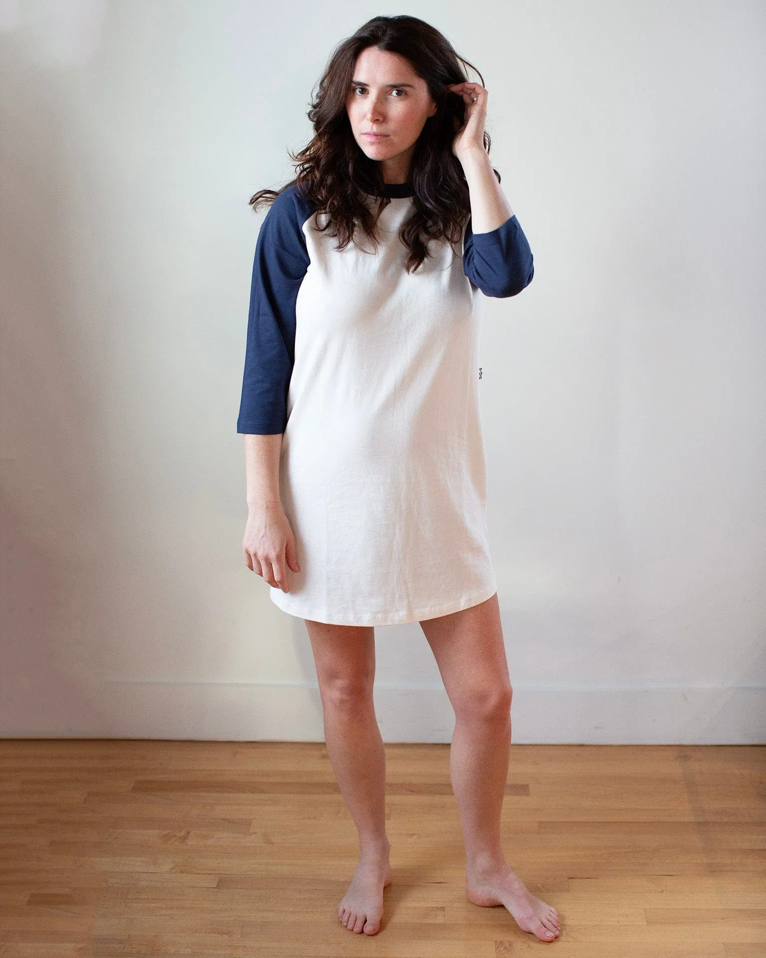 Franklin Baseball T Dress in Ivory/Navy