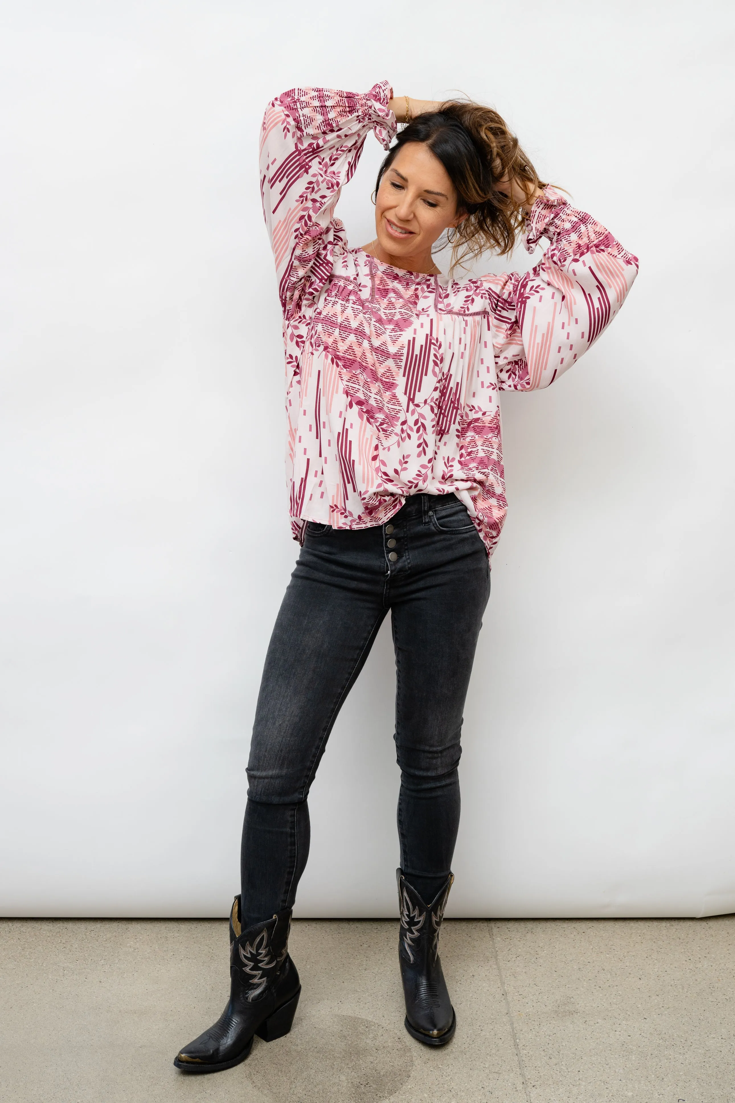 Harmony Lace Fusion Mixed Print Top