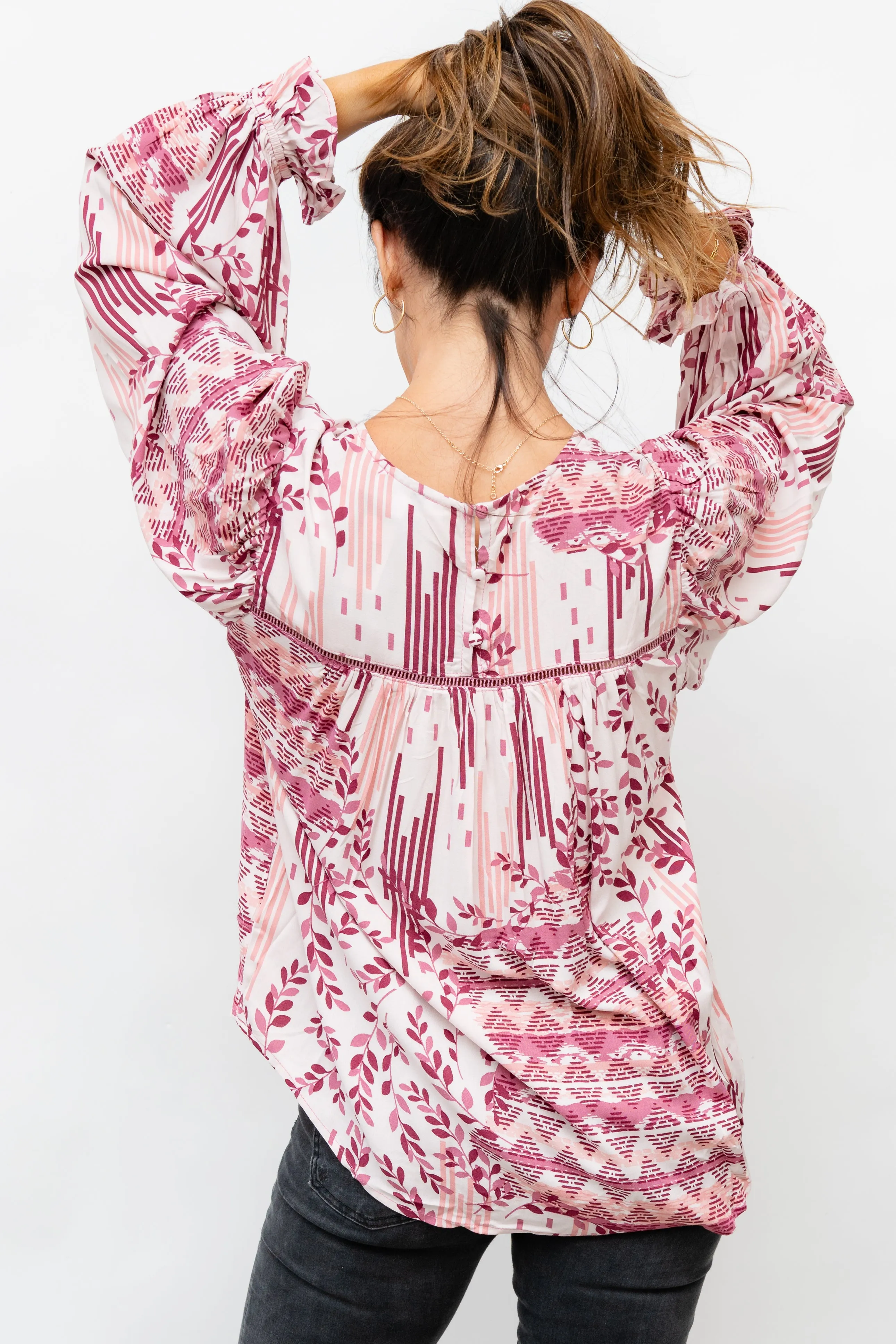 Harmony Lace Fusion Mixed Print Top