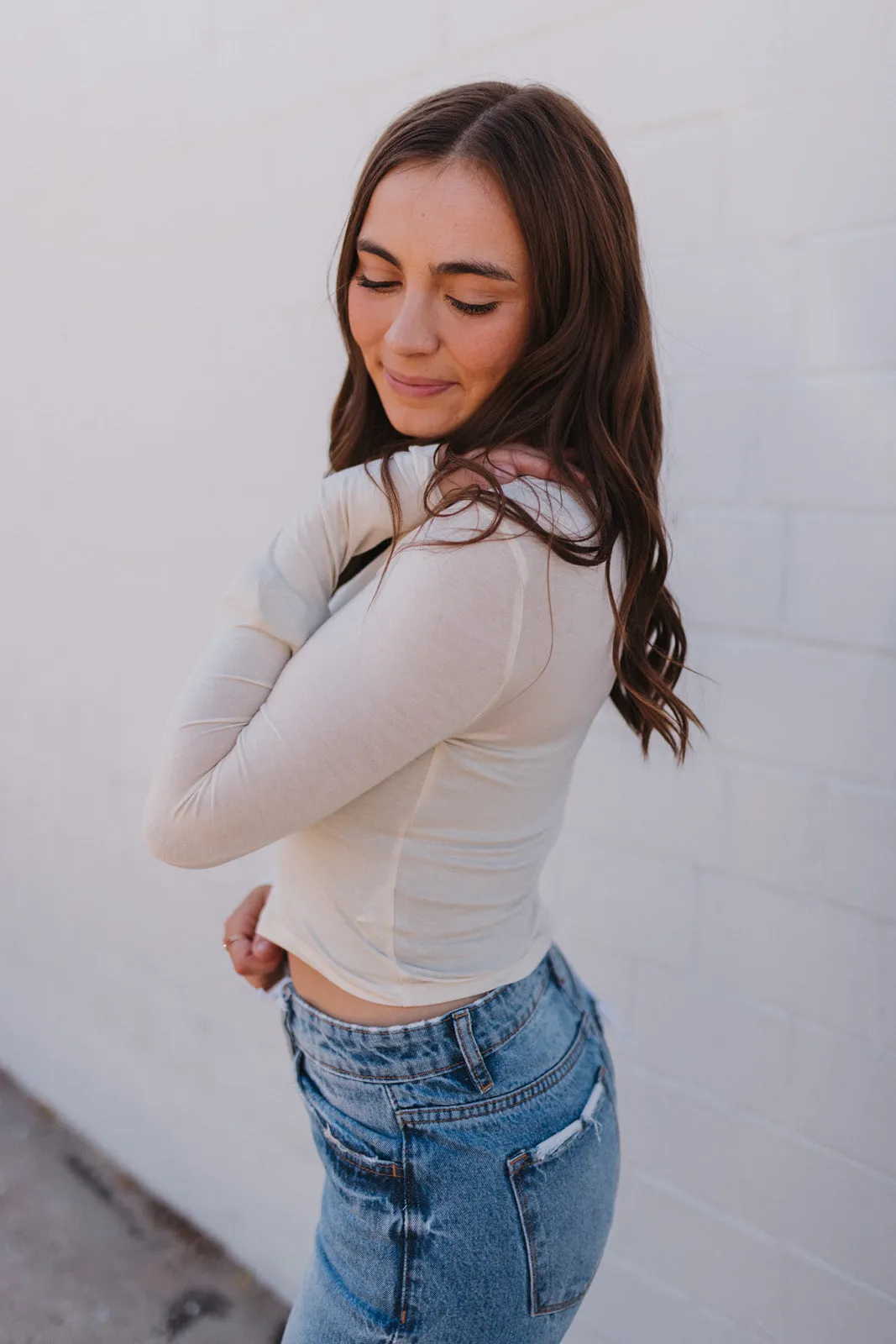 I Never Knew Cream Cropped Long Sleeve