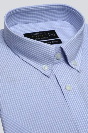 Light Purple Pin Check Formal Luxury Shirt  (Half Sleeves)