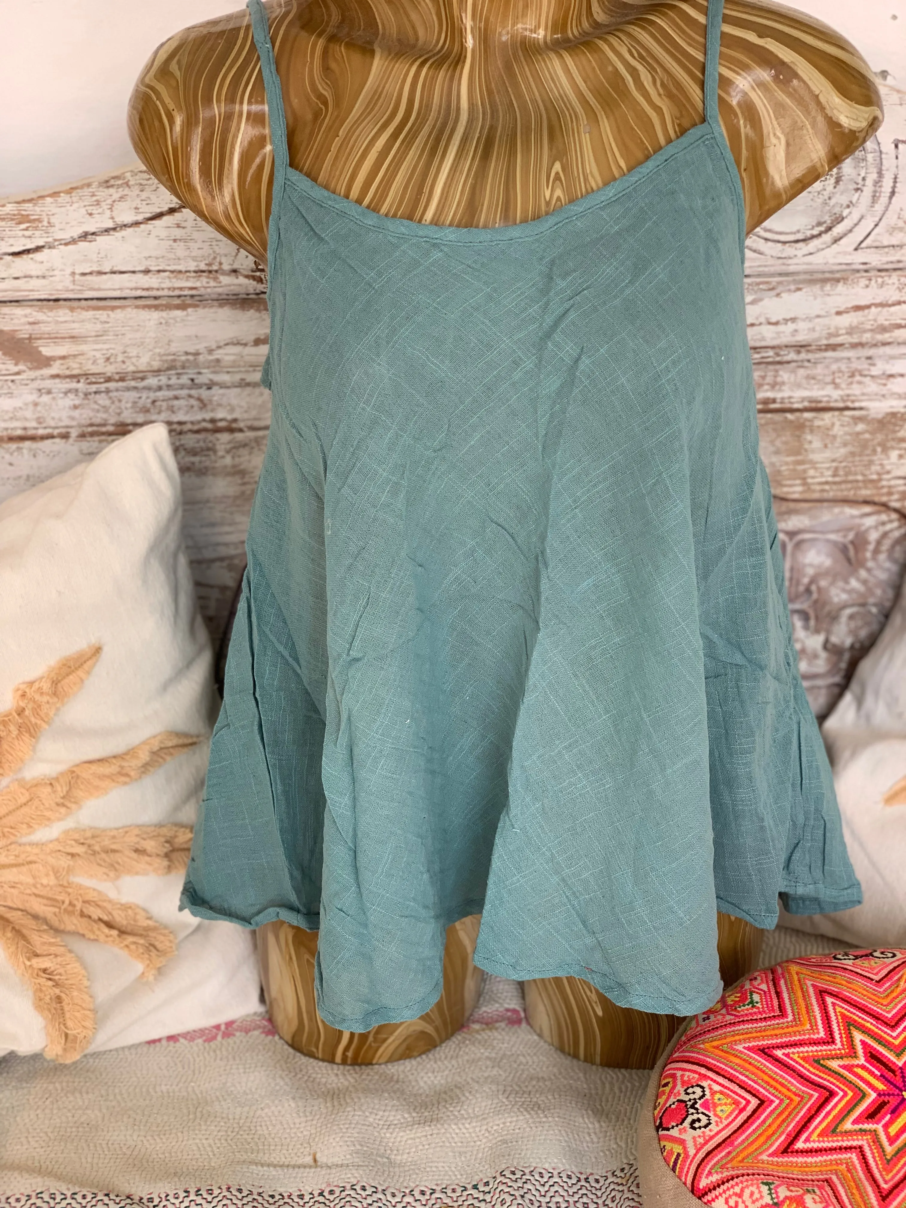 Linen  butterfly 🦋 top - boho blouse emerald green