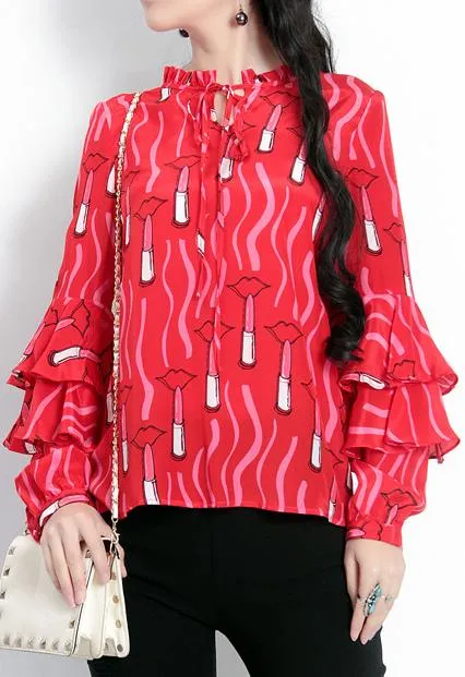 Lipstick Ruffle Blouse