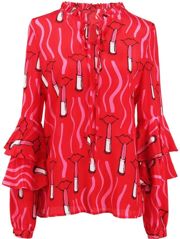 Lipstick Ruffle Blouse