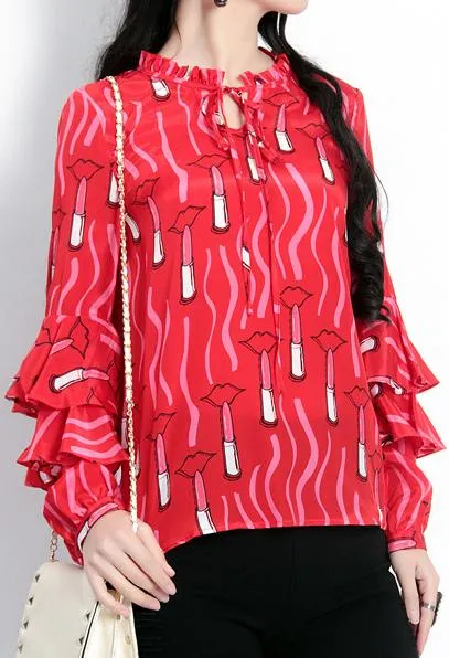 Lipstick Ruffle Blouse