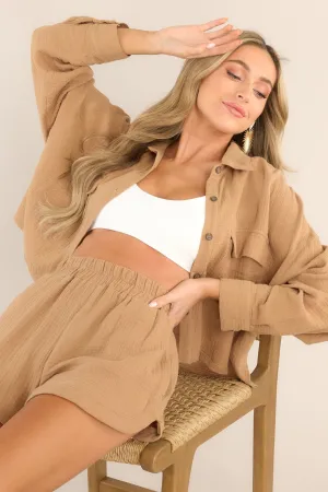 Live Fully Tan Gauze Shorts