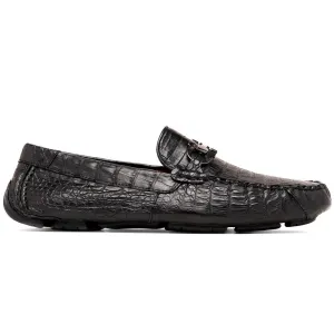 Marco Di Milano Parma Black Caiman Belly Bit Driving Loafers