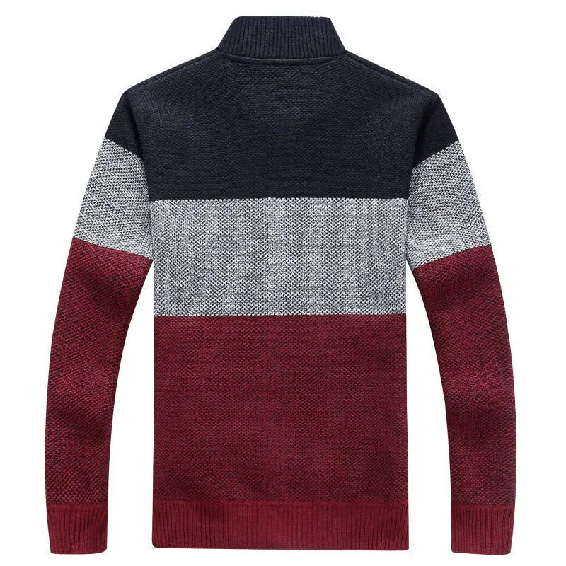 Men's Jackets Thick Cardigan Brand Clothing Gradient Knitted Zipper Coat