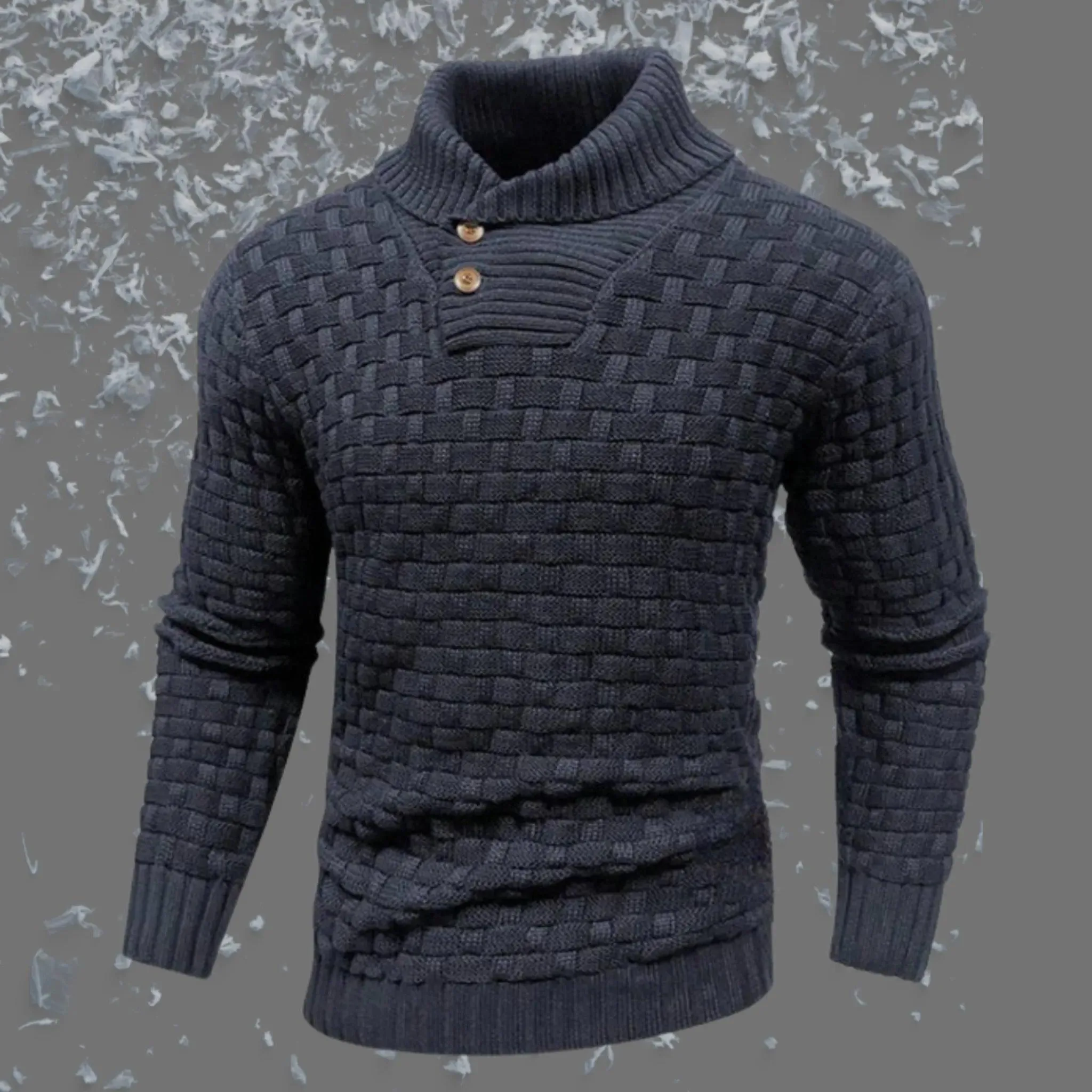 Men's Slim-Fit Button Detail Turtleneck Sweater