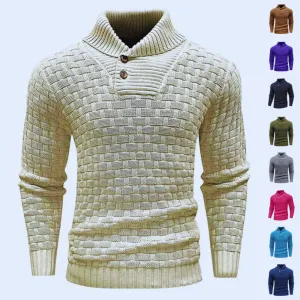 Men's Slim-Fit Button Detail Turtleneck Sweater