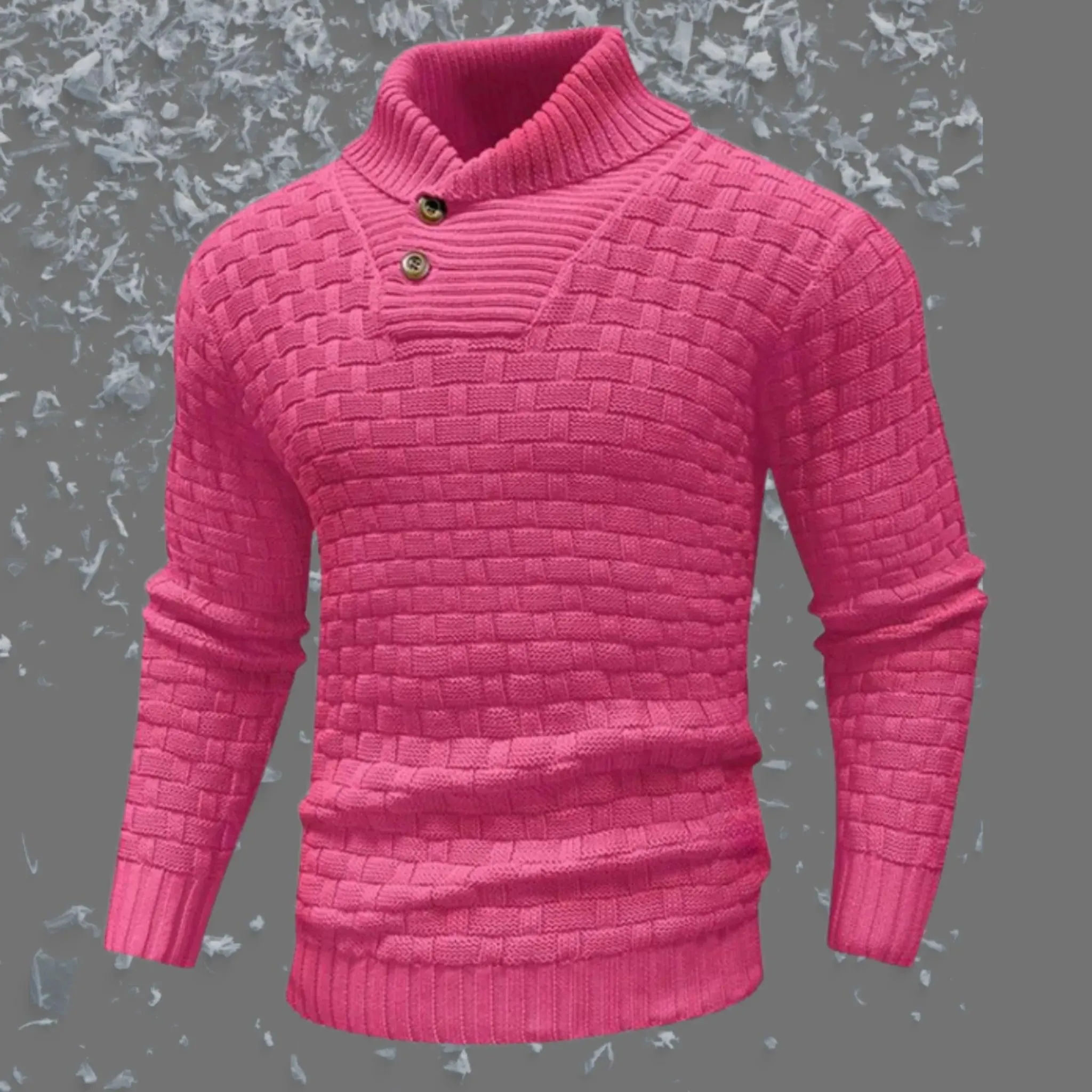 Men's Slim-Fit Button Detail Turtleneck Sweater