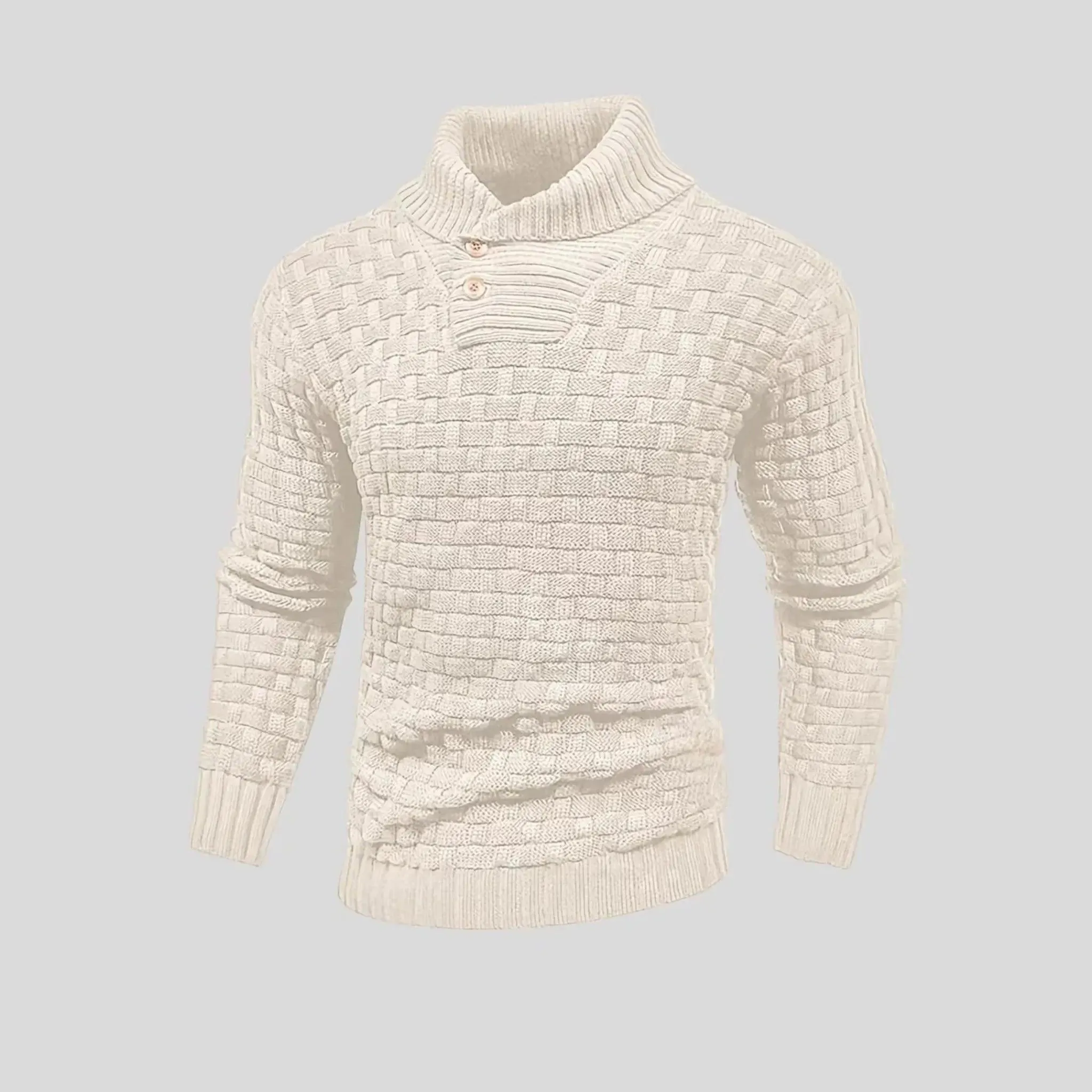 Men's Slim-Fit Button Detail Turtleneck Sweater