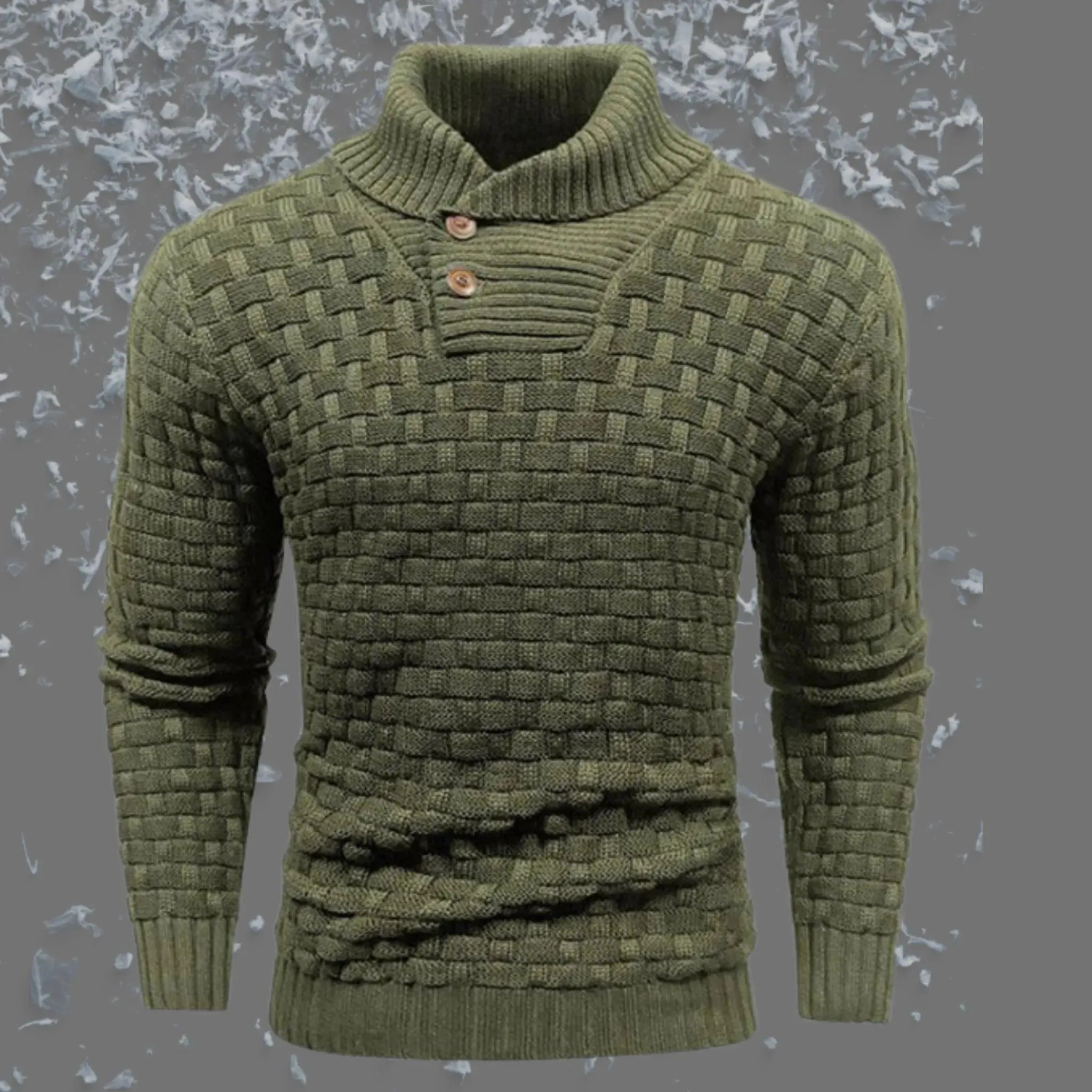 Men's Slim-Fit Button Detail Turtleneck Sweater