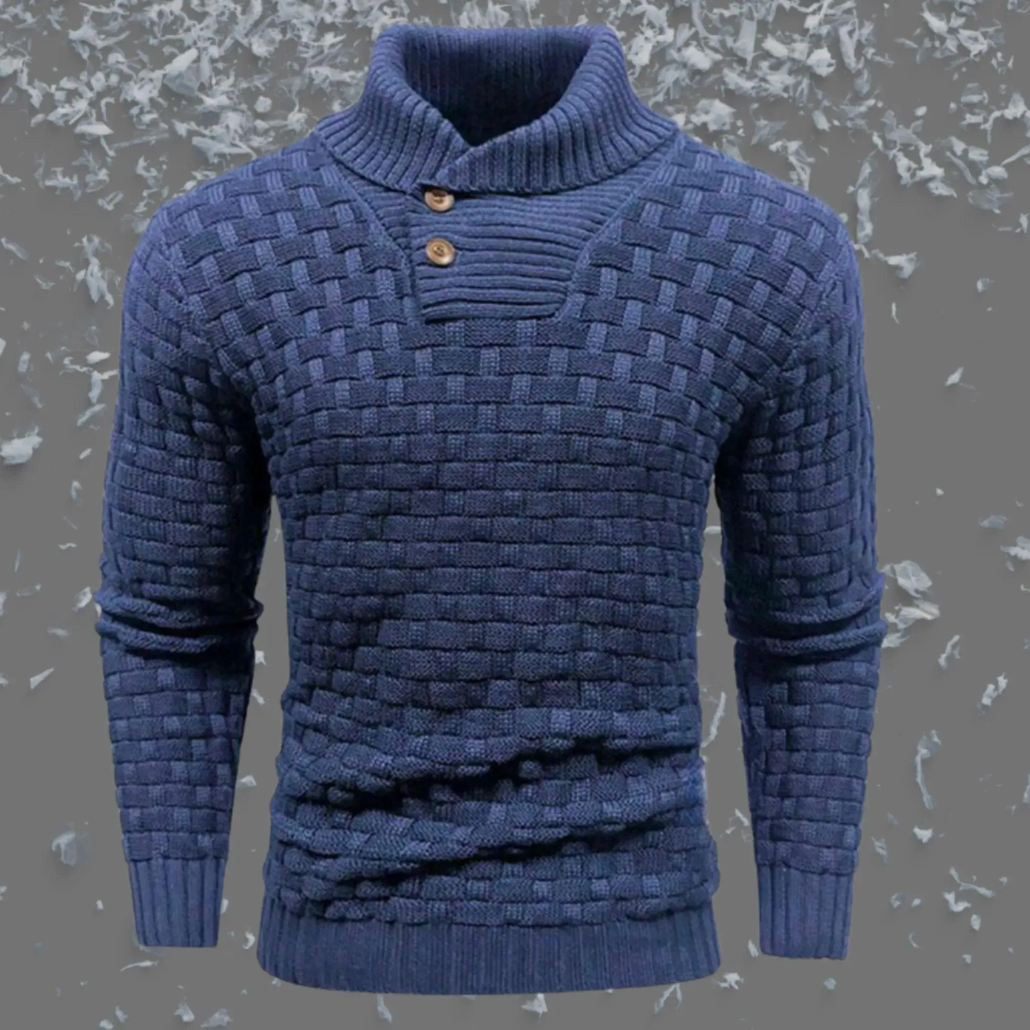 Men's Slim-Fit Button Detail Turtleneck Sweater