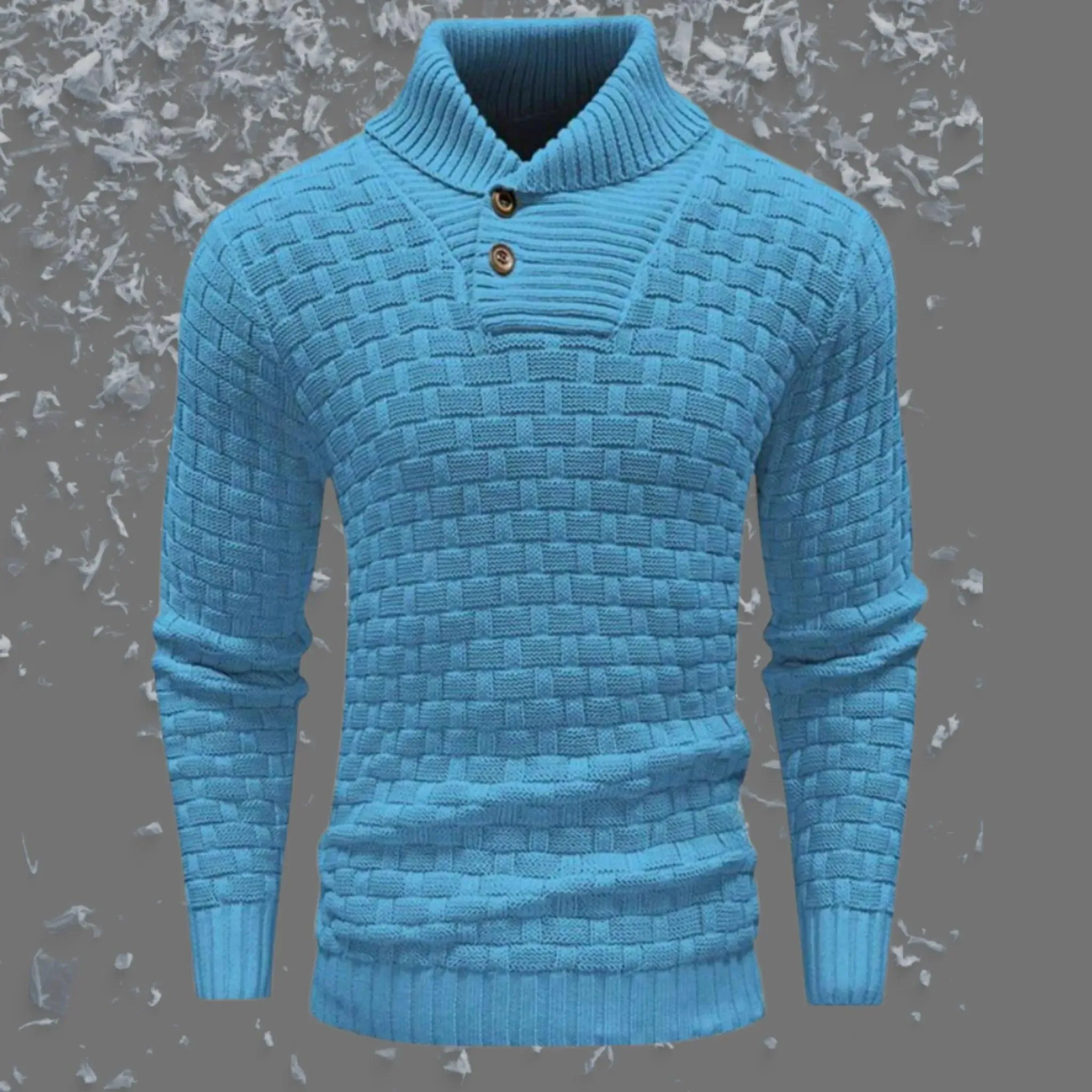 Men's Slim-Fit Button Detail Turtleneck Sweater