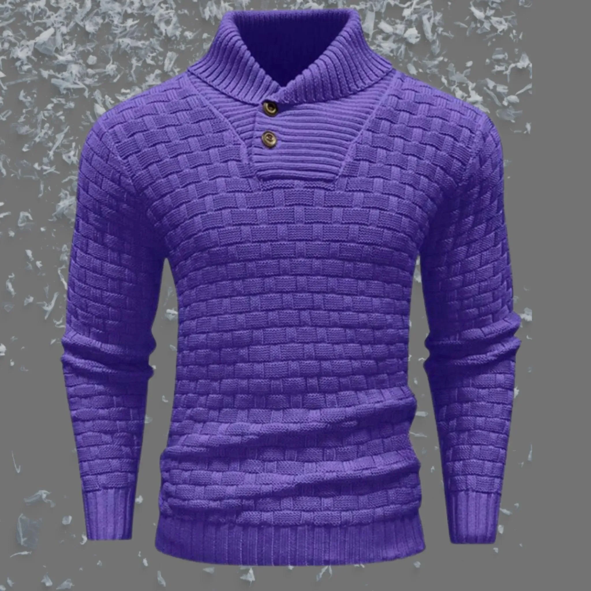 Men's Slim-Fit Button Detail Turtleneck Sweater
