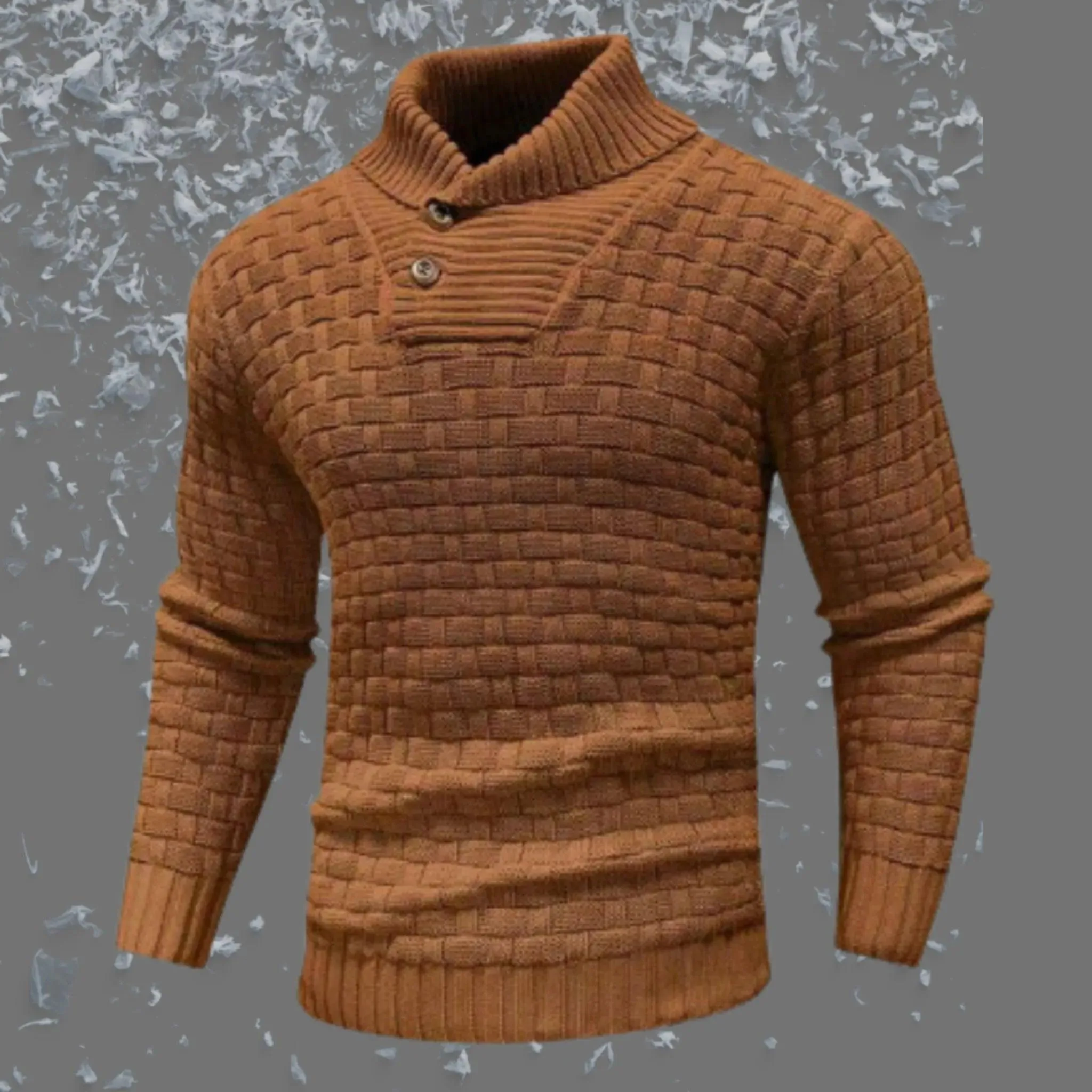 Men's Slim-Fit Button Detail Turtleneck Sweater
