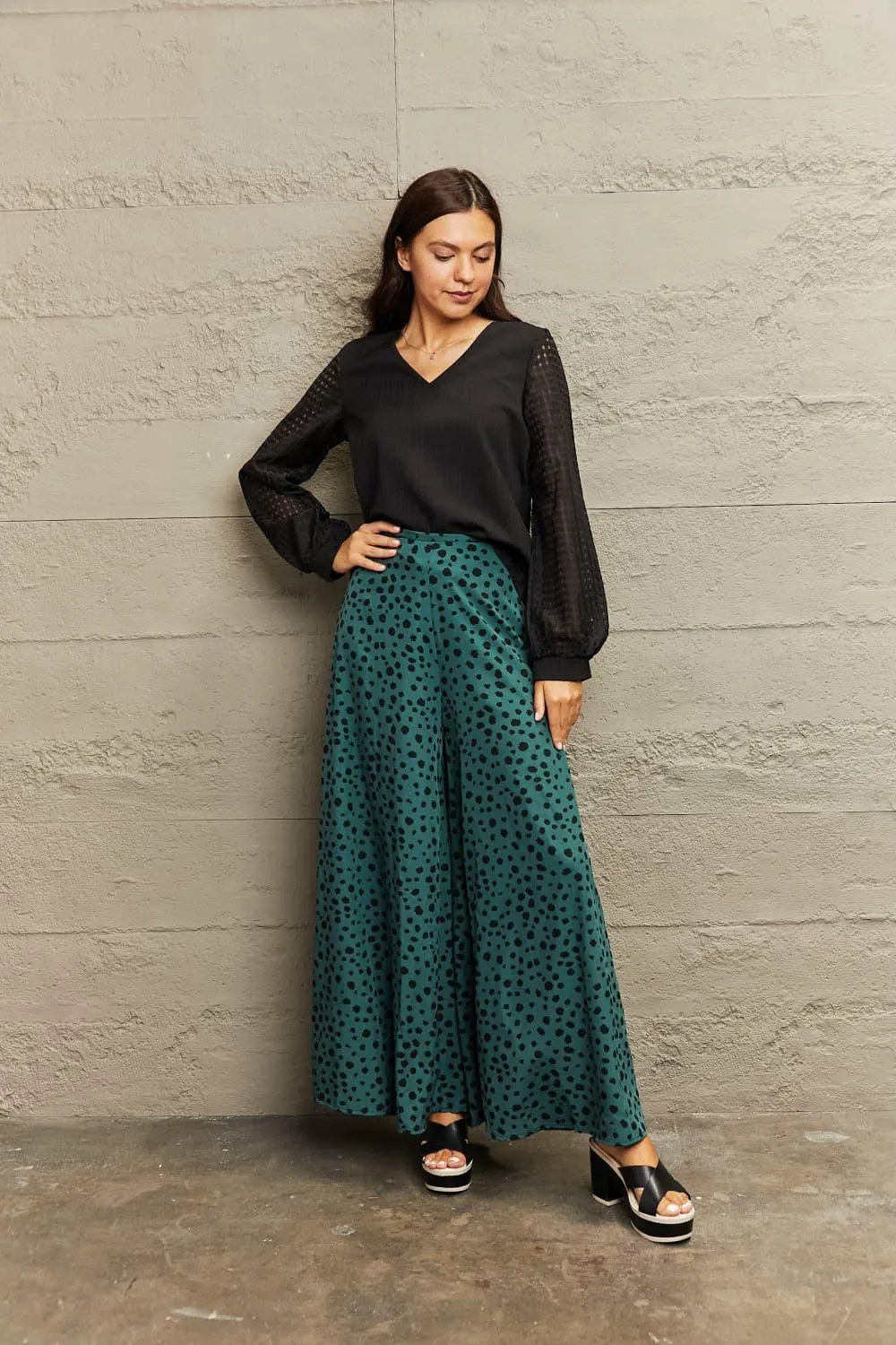 Modest V-Neck Long Sleeve Black Blouse