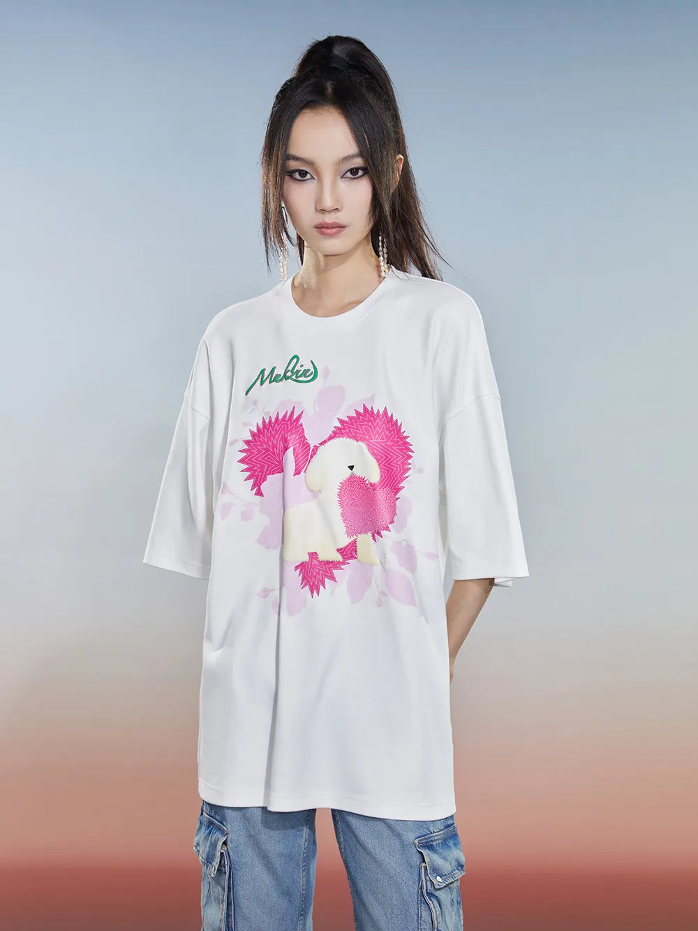 MUKZIN 2-Color Loose Casual Cute Printed T-shirt