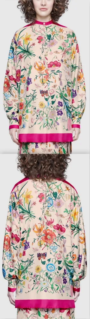 Oversize Shirt with Flora Print
