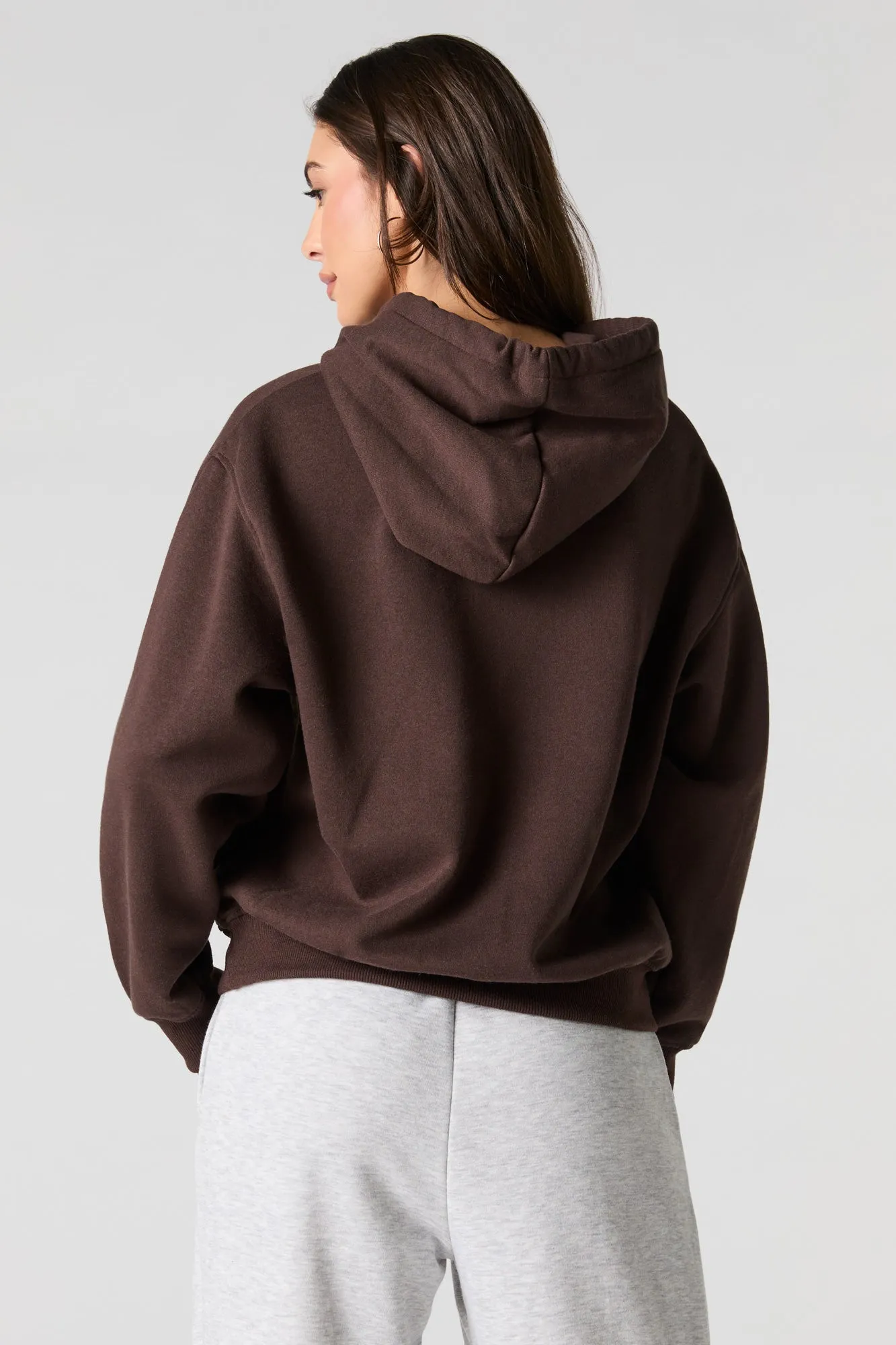 Oversized Solid Fleece Hoodie