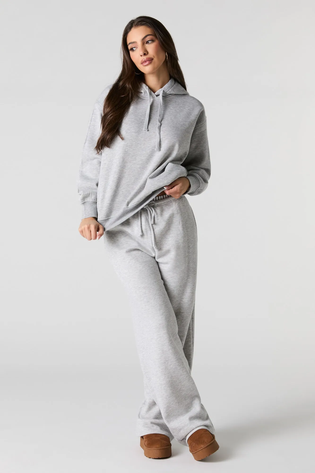 Oversized Solid Fleece Hoodie