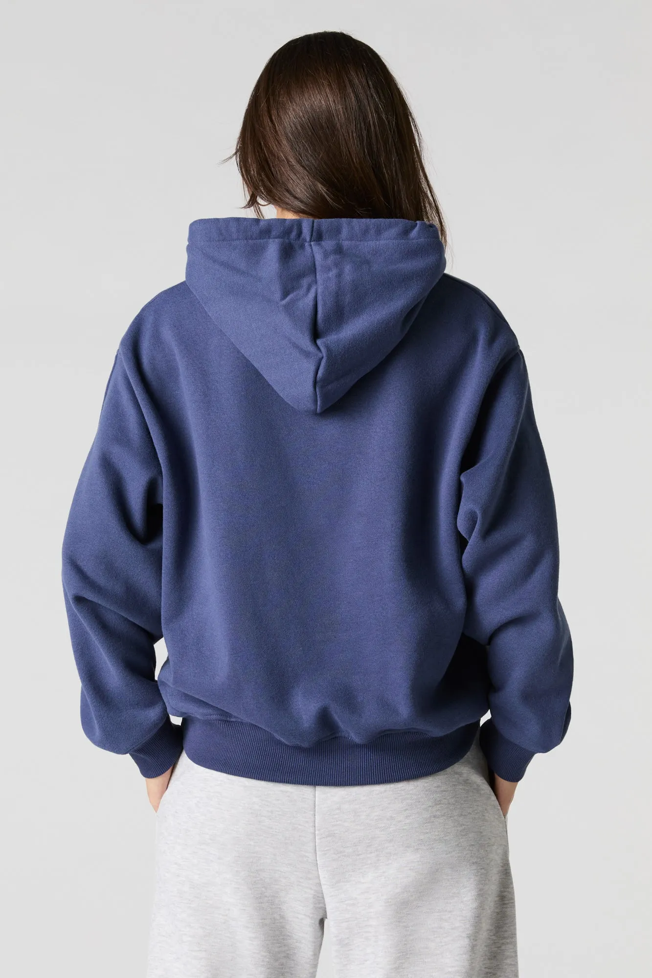 Oversized Solid Fleece Hoodie