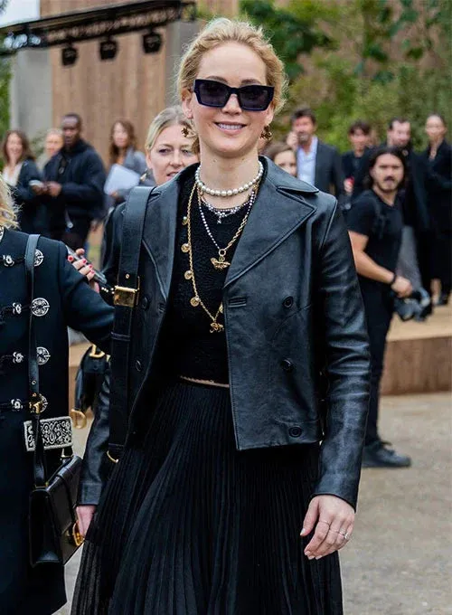 Premium Black Sheep Leather Jacket Worn By Jennifer Lawrence | Jennifer Lawrence Premium Black Sheep Leather Jacket